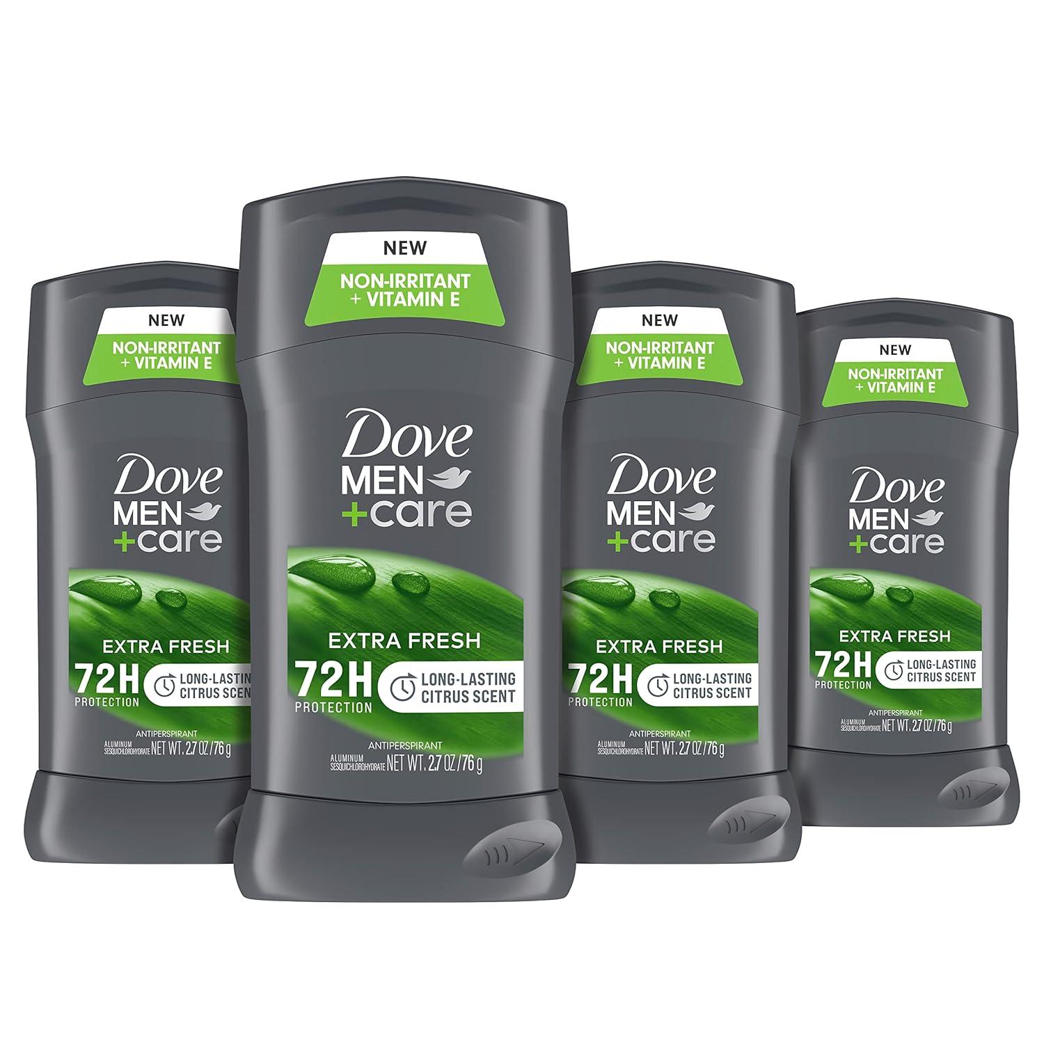 Dove Men Care Versus Surprise: 72hr tested, 4-pack value... Smell-free daily